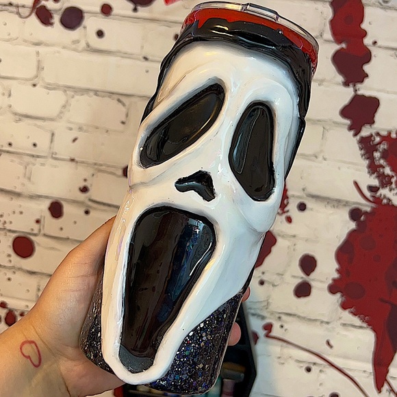 30oz Horror scream Halloween glitter tumbler